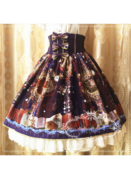 Retro Paradise Garden Printing High Waist Lolita Skirt