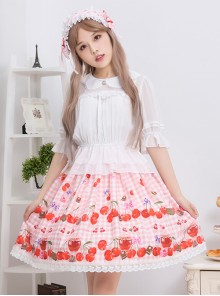 Bowknot Lace Cherry Sauce Sweet Lolita Skirt