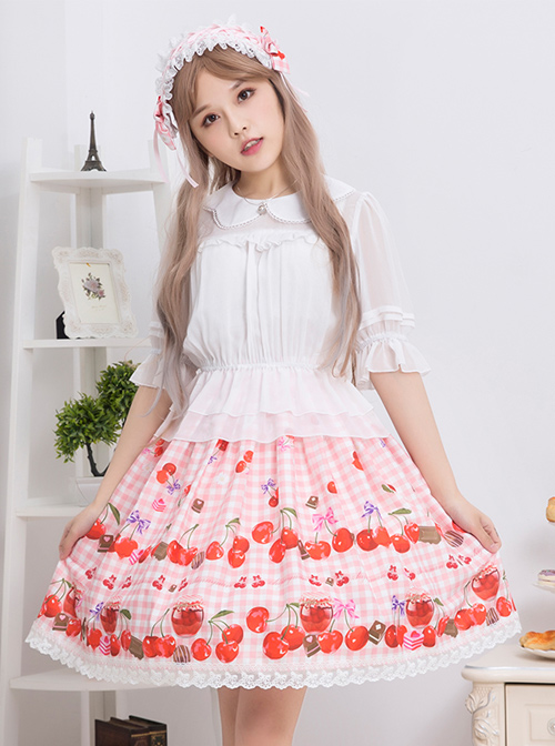 Bowknot Lace Cherry Sauce Sweet Lolita Skirt