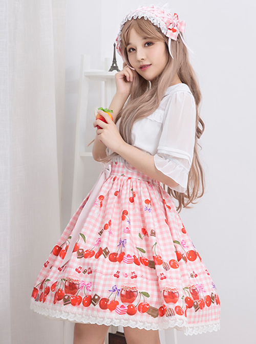 Bowknot Lace Cherry Sauce Sweet Lolita Skirt
