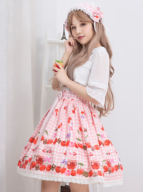 Bowknot Lace Cherry Sauce Sweet Lolita Skirt