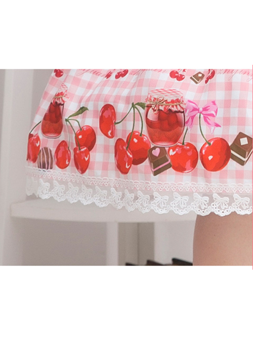 Bowknot Lace Cherry Sauce Sweet Lolita Skirt