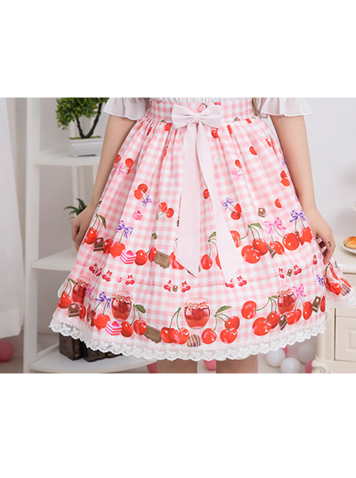 Bowknot Lace Cherry Sauce Sweet Lolita Skirt