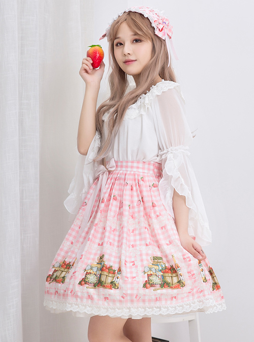 Bowknot Lace Strawberry Jam Sweet Lolita Skirt