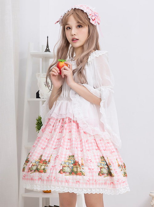 Bowknot Lace Strawberry Jam Sweet Lolita Skirt