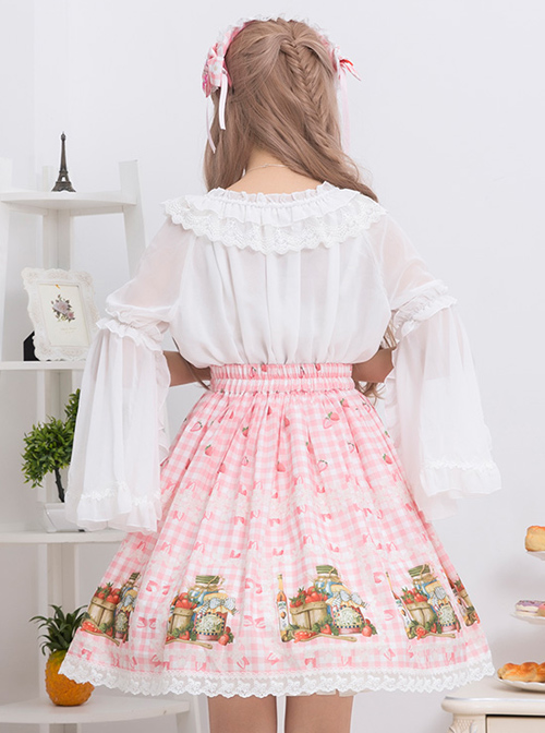 Bowknot Lace Strawberry Jam Sweet Lolita Skirt