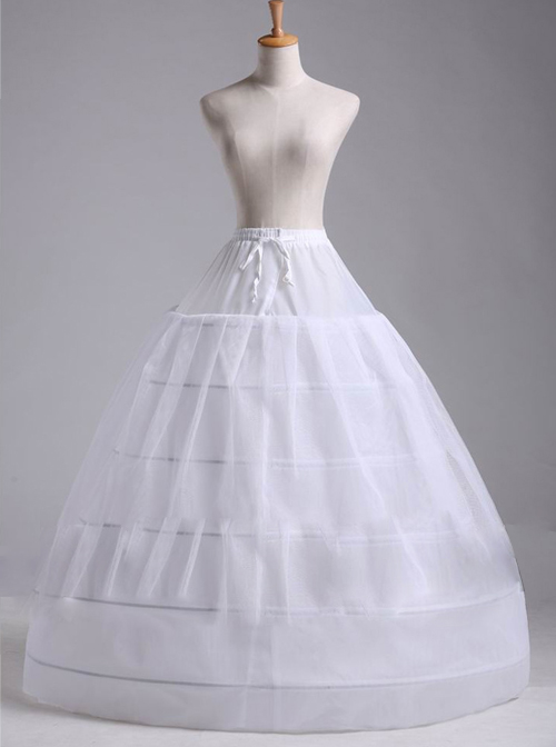 Cotton Steel Ring Lolita White Long Petticoat Custom Made