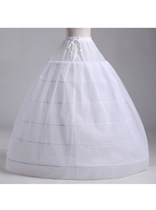 Cotton Steel Ring Lolita White Long Petticoat Custom Made