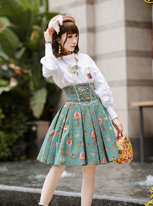 Mechanical Balloon Series High Waist Classic Lolita Fish-bone Skirt