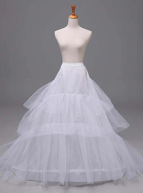 White Big Wedding Dress Trailing Style Petticoat