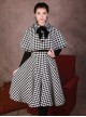 Monets Garden Vintage Houndstooth Lolita Skirt And Cloak Set