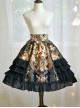 Black Retro Bronzing Flower Wall Printing Classic Lolita Skirt