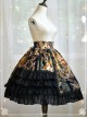 Black Retro Bronzing Flower Wall Printing Classic Lolita Skirt