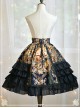 Black Retro Bronzing Flower Wall Printing Classic Lolita Skirt