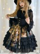 Black Retro Bronzing Flower Wall Printing Classic Lolita Skirt