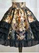 Black Retro Bronzing Flower Wall Printing Classic Lolita Skirt