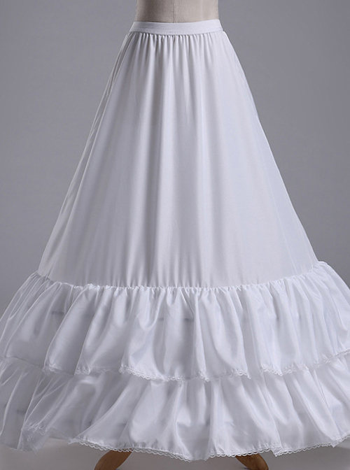 White Double Layer Ruffle Fishtail Gorgeous Classic Lolita Skirt Bracing