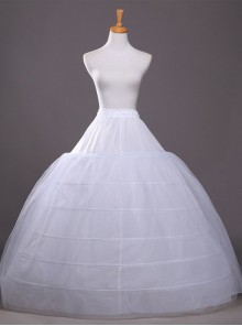 Palace Style Elastic Waist Classic Lolita White Skirt Bracing