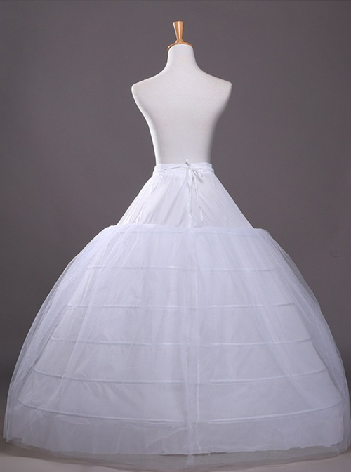 Palace Style Elastic Waist Classic Lolita White Skirt Bracing