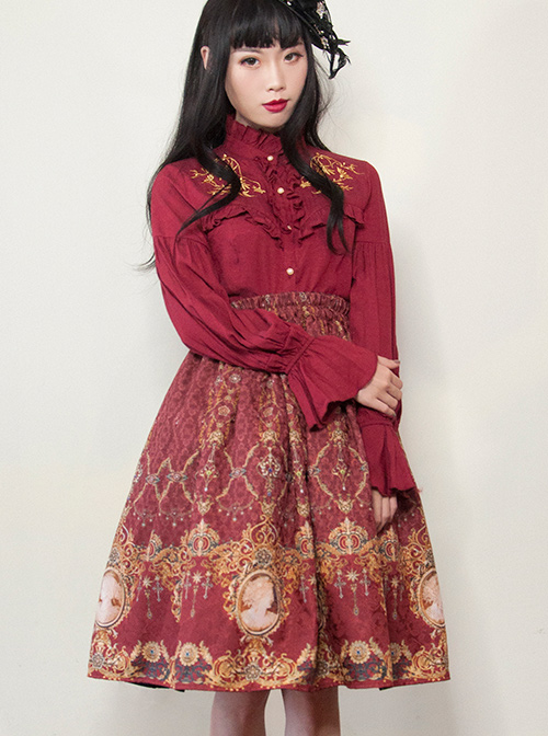 Retro Concise Double-sided Printing Classic Lolita Skirt