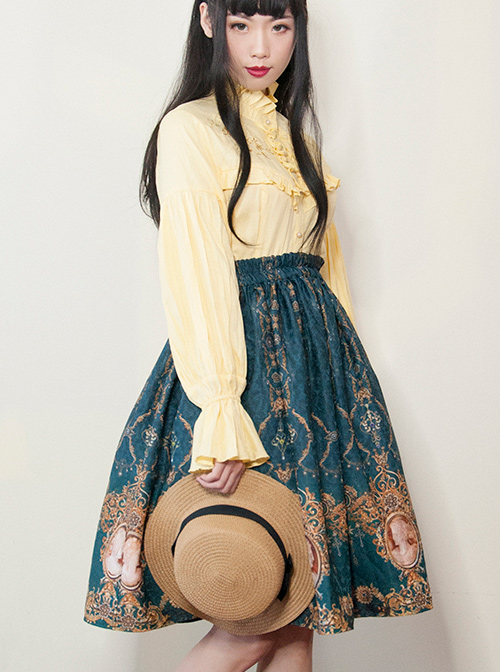 Retro Concise Double-sided Printing Classic Lolita Skirt