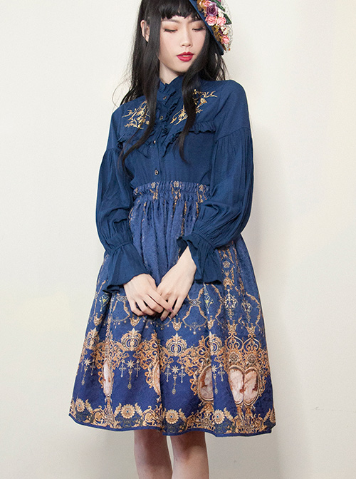 Retro Concise Double-sided Printing Classic Lolita Skirt