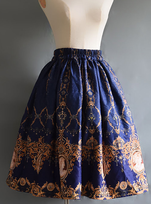 Retro Concise Double-sided Printing Classic Lolita Skirt