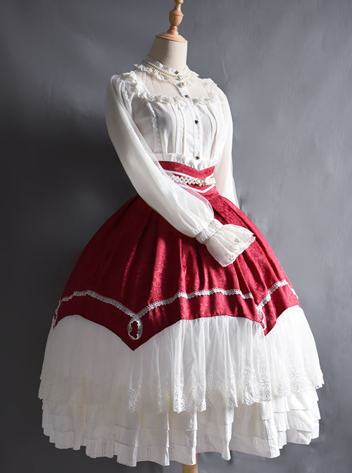 Vintage Palace Style Jacquard Big Hem Classic Lolita Skirt