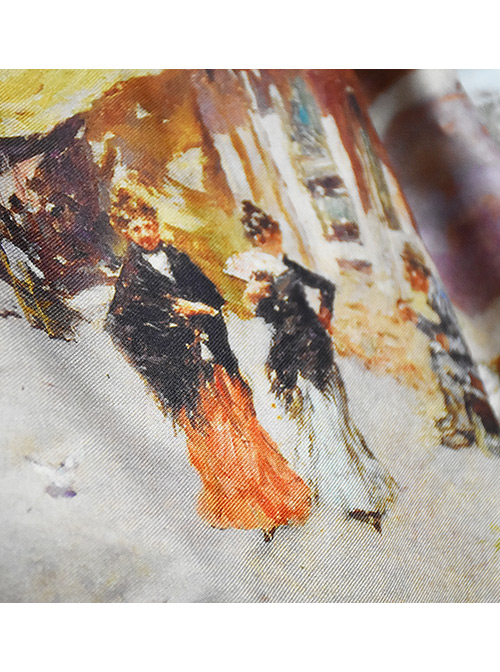 Retro Slim European Oil Painting Printing Classic Lolita Skirt