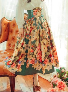 Retro Elegant Flowers Printing Classic Lolita Skirt