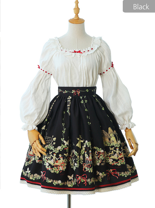 Flowers And Echoes Series Elegant Printing Classic Lolita Skirt