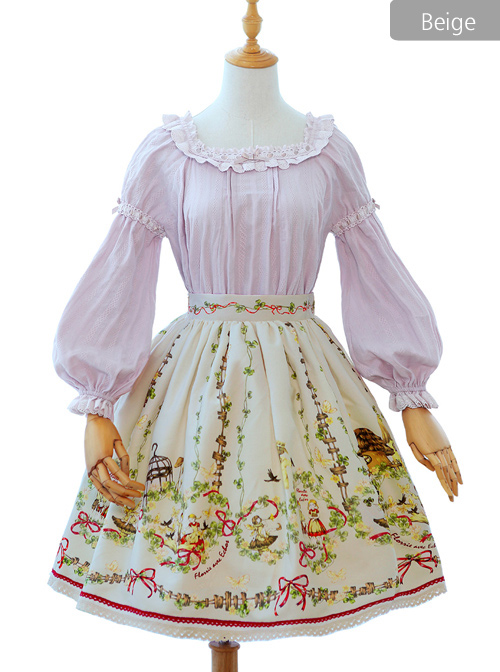 Flowers And Echoes Series Elegant Printing Classic Lolita Skirt