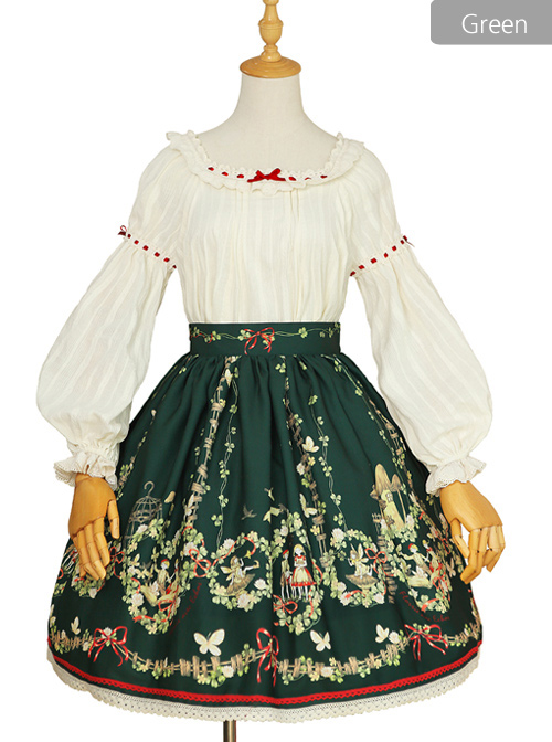 Flowers And Echoes Series Elegant Printing Classic Lolita Skirt