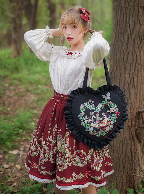 Flowers And Echoes Series Elegant Printing Classic Lolita Skirt