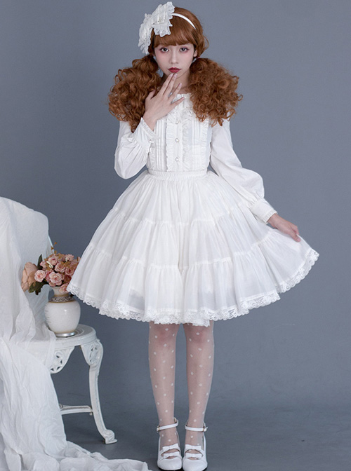 Black Or White Cute Lace Pure Color Classic Lolita Skirt