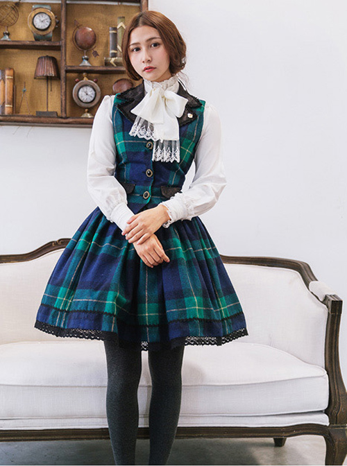 Retro Lapel Classic Lolita Vest And Skirt Set