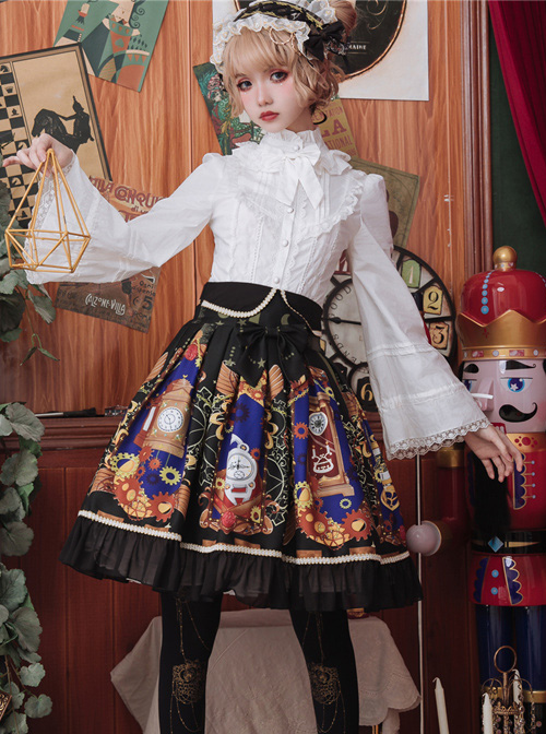 Time Machine Heart Series Printing Retro Classic Lolita Skirt