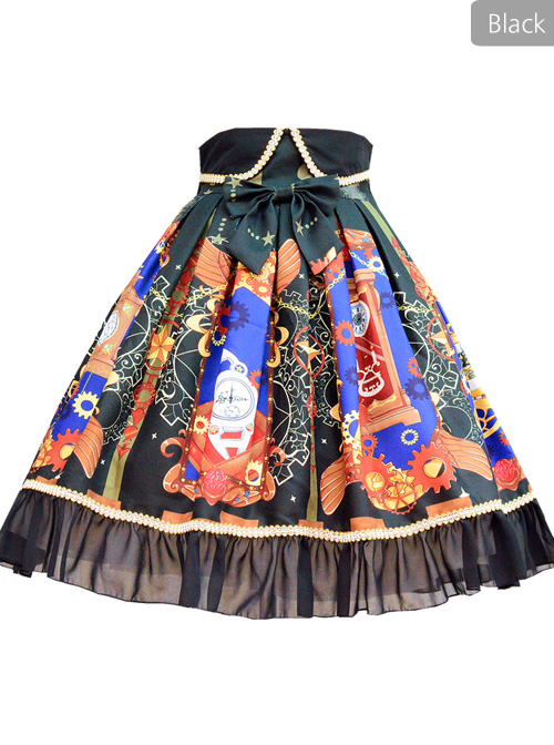 Time Machine Heart Series Printing Retro Classic Lolita Skirt