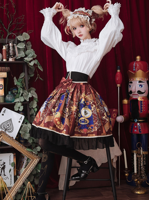 Time Machine Heart Series Printing Retro Classic Lolita Skirt
