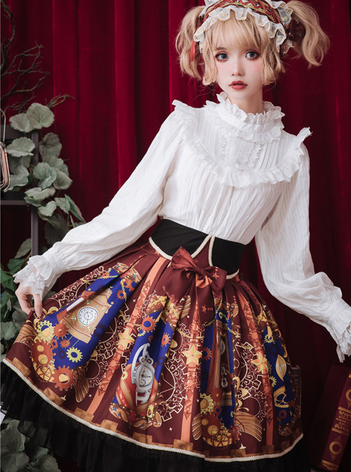 Time Machine Heart Series Printing Retro Classic Lolita Skirt