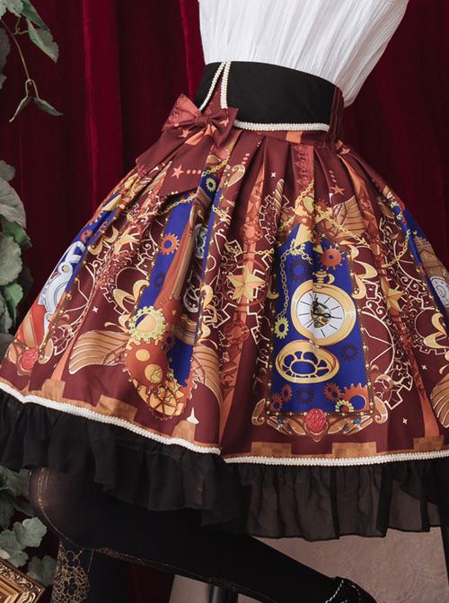 Time Machine Heart Series Printing Retro Classic Lolita Skirt