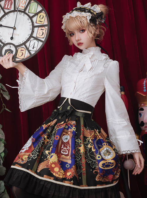 Time Machine Heart Series Printing Retro Classic Lolita Skirt