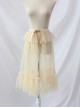 Black Or Apricot Vintage Ruffled Lace-up Bowknot Lolita Yarn Skirt