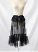 Black Or Apricot Vintage Ruffled Lace-up Bowknot Lolita Yarn Skirt