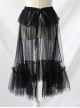 Black Or Apricot Vintage Ruffled Lace-up Bowknot Lolita Yarn Skirt