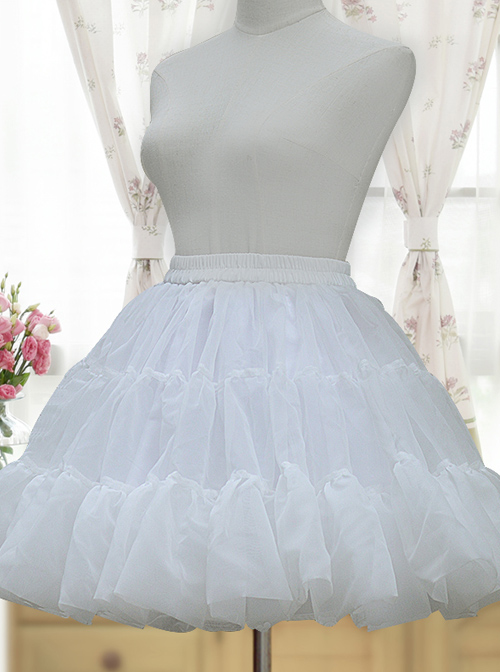 White Or Black Glass Yarn Bubble Skirt Lolita Short Petticoat