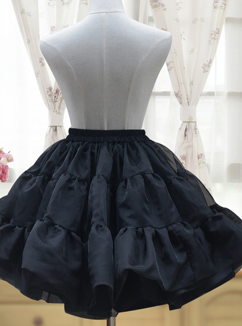 White Or Black Glass Yarn Bubble Skirt Lolita Short Petticoat