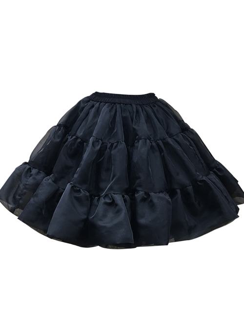 White Or Black Glass Yarn Bubble Skirt Lolita Short Petticoat