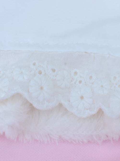 White Plush Cotton Lace Sweet Lolita Culottes