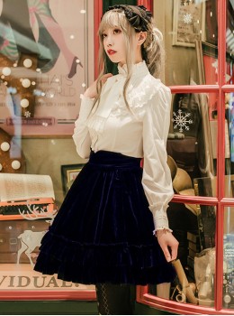 Multicolor Velvet Elegant Classic Lolita Thickening Short Style Skirt